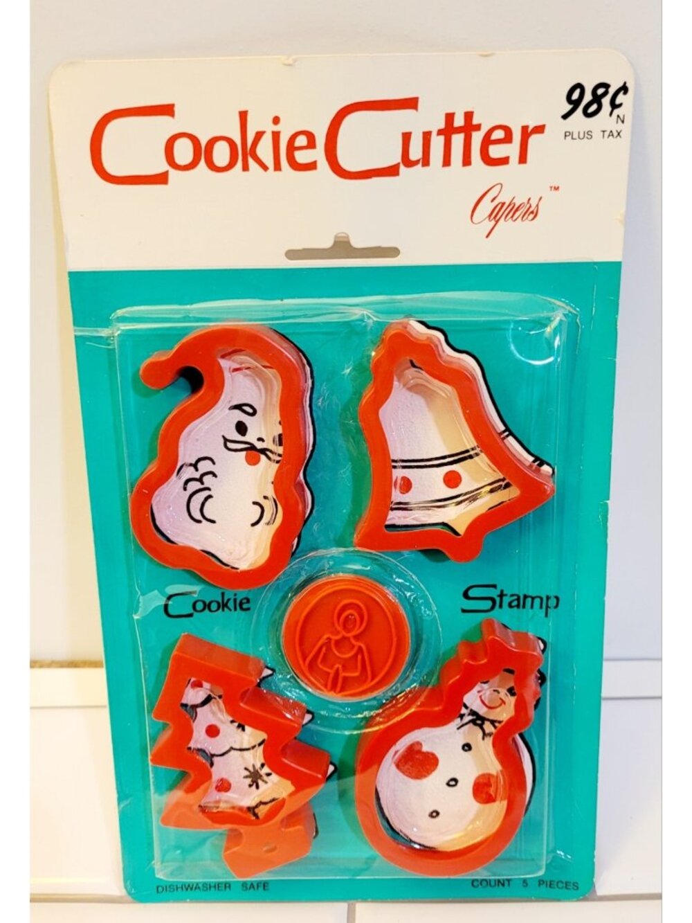 Christmas Cookie Caper Cutters & Stamp Snowman Angel Santa Tree Bell Vintage